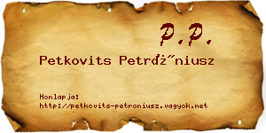 Petkovits Petróniusz névjegykártya